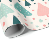 Rosa und grüne Weihnachtsbaummuster Geschenkpapier (Rolleneckpunkt)