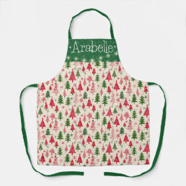Rosa und grüne Weihnachtsbaummuster Schürze