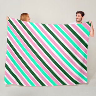 Rosa und grüne Weihnachtsbonbonstreifen Fleecedecke