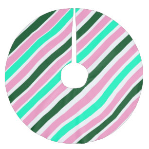 Rosa und grüne Weihnachtsbonbonstreifen  Polyester Weihnachtsbaumdecke