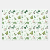 Rosa und grüne Weihnachtsfeiertage Geschenkpapier Set (Vorderseite 2)