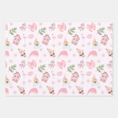 Rosa und grüne Weihnachtsfeiertage Geschenkpapier Set (Vorderseite)