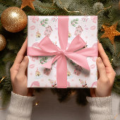 Rosa und grüne Weihnachtsfeiertage Geschenkpapier Set