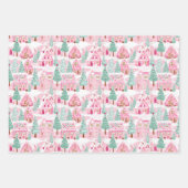 Rosa und grüne Weihnachtsgingerbäume Geschenkpapier Set (Vorderseite 3)