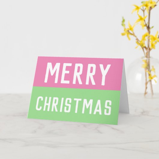 Rosa und grüne Weihnachtskarte Karte (Gelbe Blume)