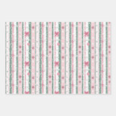 Rosa und grüne Weihnachtsstreifen Geschenkpapier Set (Vorderseite 2)