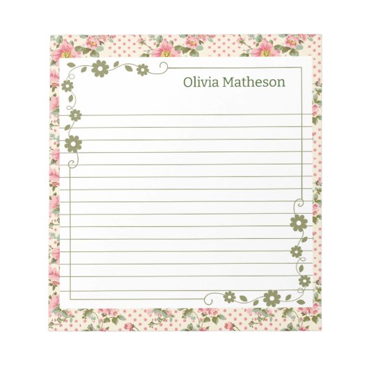 Rosa und grüne Weinberge - Grenzen Notizblock (Vorderseite)