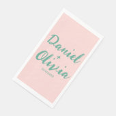 Rosa und grüne wellige Hochzeit Serviette (Ecke)