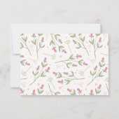 Rosa und grüne Wildblumen mit langer Steppe Hochze RSVP Karte (Rückseite)