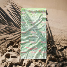 Rosa und grüne Wolkenmädchen Strandtuch