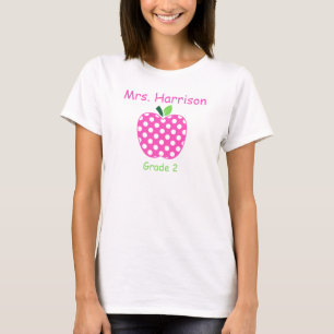 Rosa und grüner Apfel mit Punkten für Lehrer T-Shirt