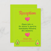 Rosa und grüner Avocado Hochzeitsempfang Begleitkarte (Vorne/Hinten)