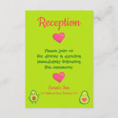 Rosa und grüner Avocado Hochzeitsempfang Begleitkarte (Vorderseite)
