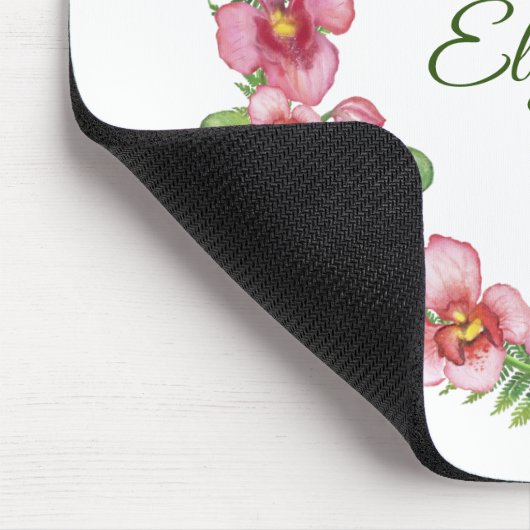 Rosa und grüner Blumenkranz Personalisiert Mousepad (Ecke)