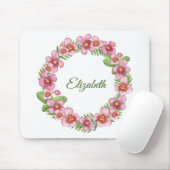 Rosa und grüner Blumenkranz Personalisiert Mousepad (Mit Mouse)