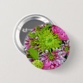 Rosa und grüner Blumenstrauß Button (Vorne & Hinten)