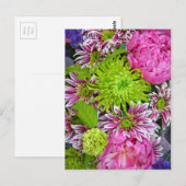 Rosa und grüner Blumenstrauß Postkarte (Vorne/Hinten)