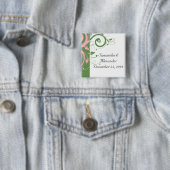 Rosa und grüner Blütenwirbel Button (Beispiel)
