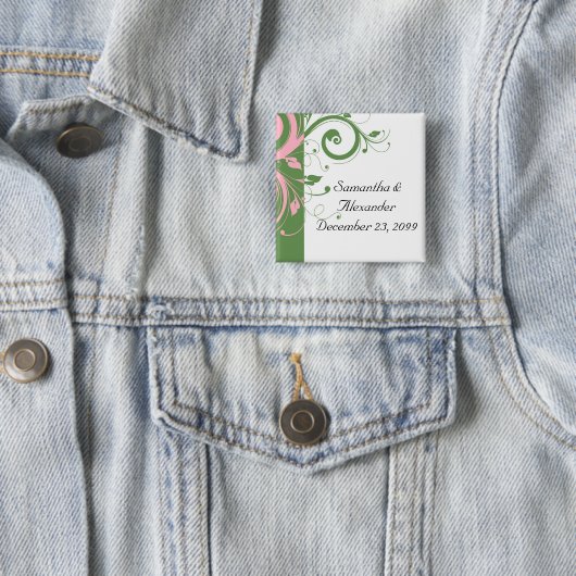 Rosa und grüner Blütenwirbel Button (Beispiel)