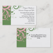 Rosa und grüner Blütenwirbel Visitenkarte (Vorne/Hinten)