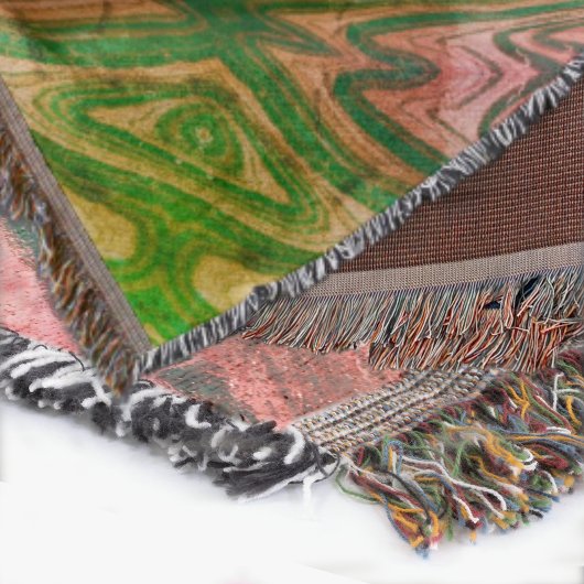 Rosa und grüner Boho Chic Abstrakt Decke