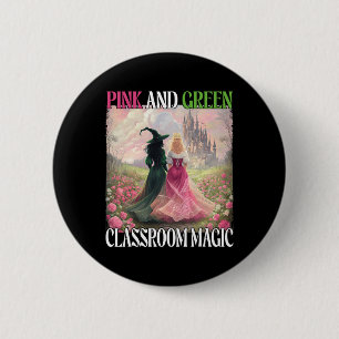 Rosa und grüner Clroom Magic Hexenmeister Hallowee Button