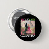 Rosa und grüner Clroom Magic Hexenmeister Hallowee Button (Vorne & Hinten)