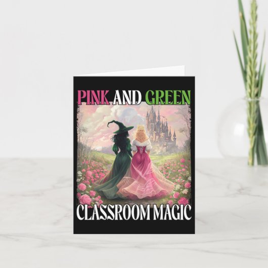 Rosa und grüner Clroom Magic Hexenmeister Hallowee Karte (Vorderseite)