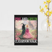 Rosa und grüner Clroom Magic Hexenmeister Hallowee Karte (Gelbe Blume)