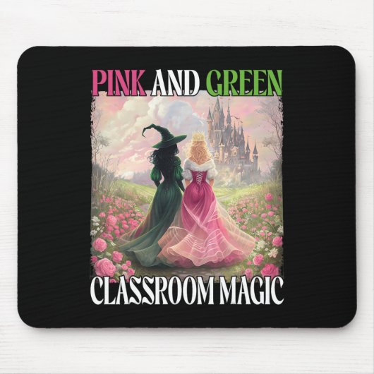 Rosa und grüner Clroom Magic Hexenmeister Hallowee Mousepad (Vorne)