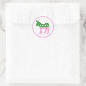 Rosa und grüner demokratischer Donkey Runder Aufkleber (Tasche)