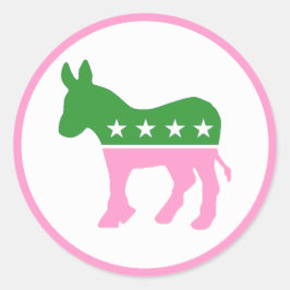 Rosa und grüner demokratischer Donkey Runder Aufkleber