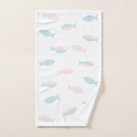 Rosa und grüner Fisch Badhandtuch Set (Handtuch)