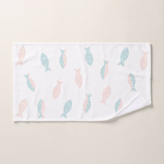 Rosa und grüner Fisch Badhandtuch Set (Handtuch)