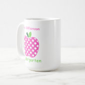 Rosa und grüner gepunkteter Apfel für Lehrer Kaffeetasse (Vorderseite Links)