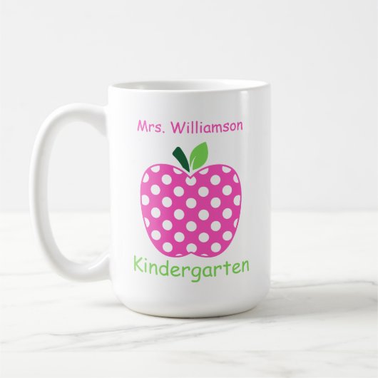 Rosa und grüner gepunkteter Apfel für Lehrer Kaffeetasse (Links)