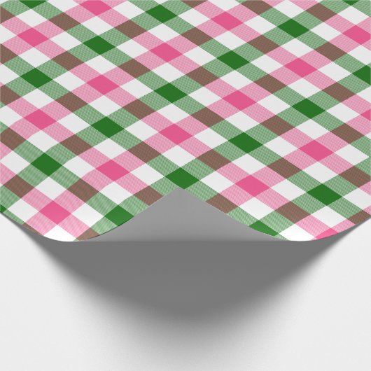 Rosa und grüner Gingham Geschenkpapier (Ecke)