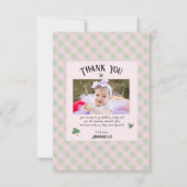 Rosa und grüner irischer Kindergeburtstag Dankeskarte (Vorderseite)