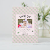 Rosa und grüner irischer Kindergeburtstag Dankeskarte (Stehend Vorderseite)