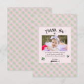 Rosa und grüner irischer Kindergeburtstag Dankeskarte (Vorne/Hinten)