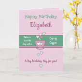 Rosa und grüner Kaffee Liebhaber zum Geburtstag Karte (Gelbe Blume)