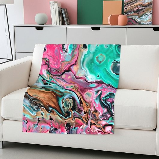 Rosa und grüner Marmor Fleecedecke