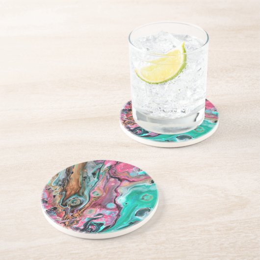 Rosa und grüner Marmor Getränkeuntersetzer (Seite)