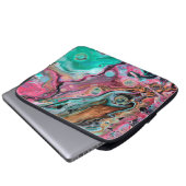 Rosa und grüner Marmor Laptopschutzhülle (Vorne Knopf)