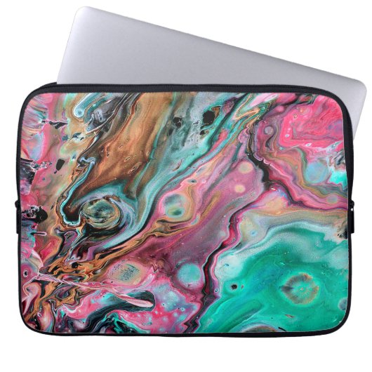 Rosa und grüner Marmor Laptopschutzhülle (Vorderseite)