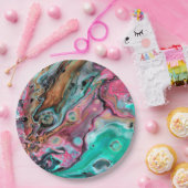 Rosa und grüner Marmor Pappteller (Party)