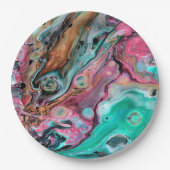 Rosa und grüner Marmor Pappteller (Vorderseite)