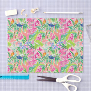 Rosa und grüner Palm Beach Muster Seidenpapier