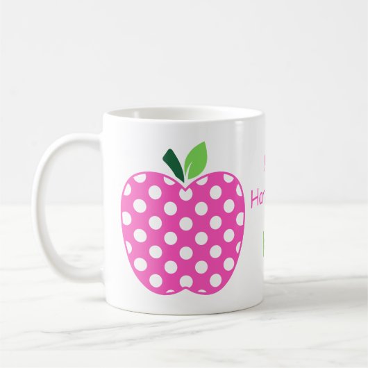 Rosa und grüner Polka Dotapfel Kaffeetasse (Links)