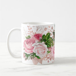 Rosa und grüner RosenBouquet Kaffeetasse